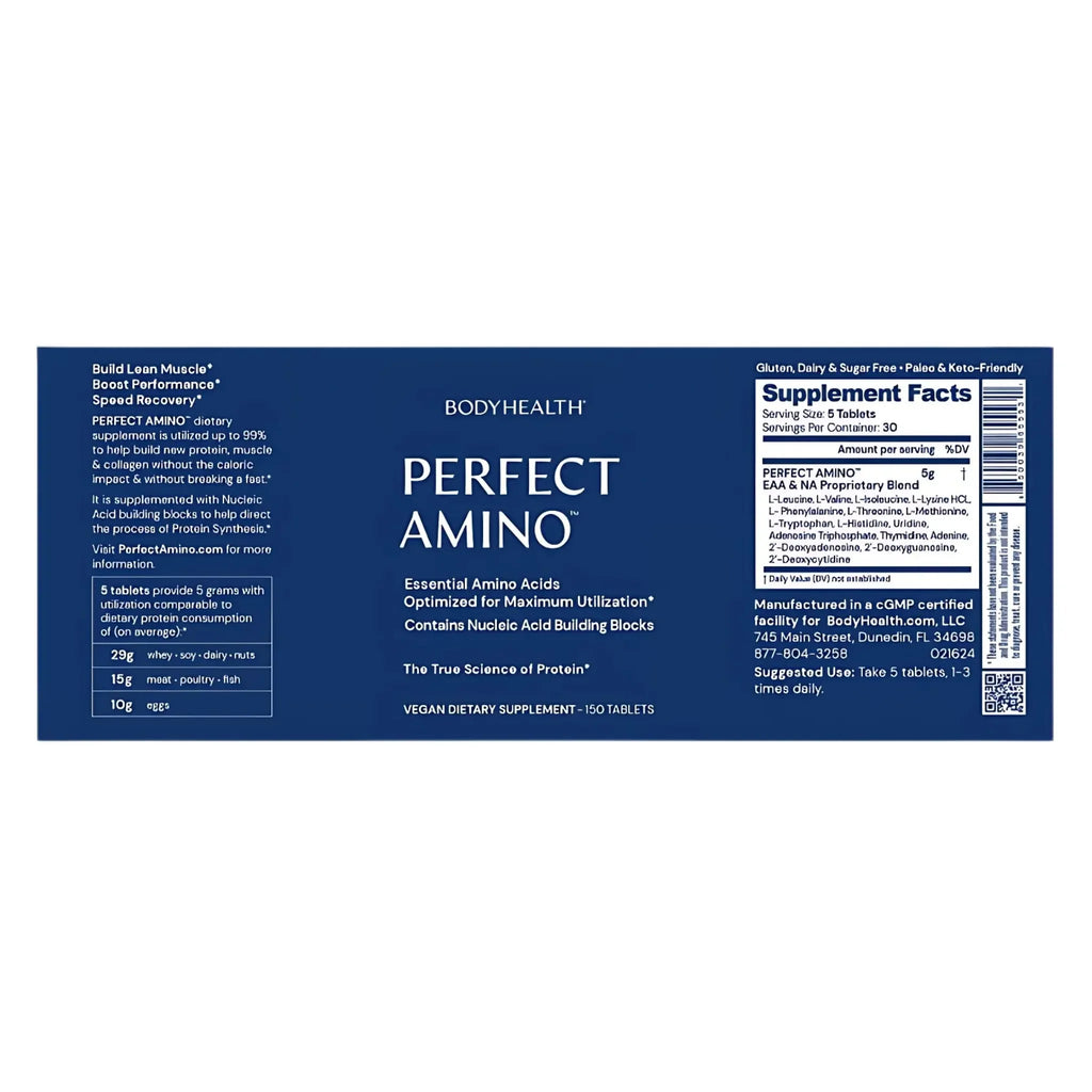 Supplement facts – Perfect Amino 150 tablets by BodyHealth